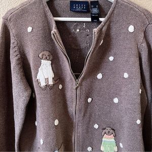 Women’s Brown Cardigan with Dogs size XL
